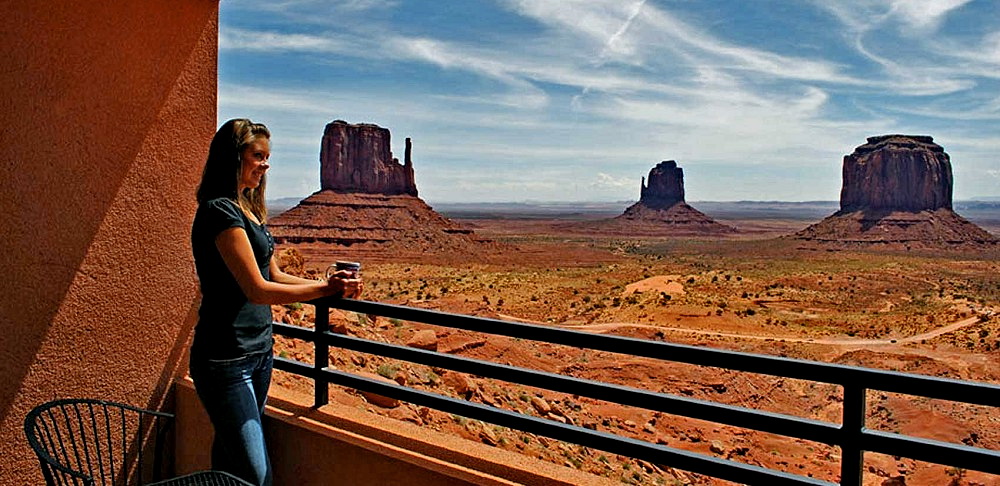 Overlooking Monument Valley from The View Hotel's guestroom veranda